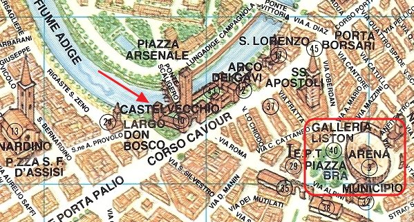 Verona Castelvecchio mapa