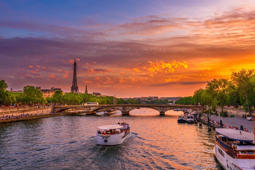 Vista da Torre Eiffel pôr-do-sol