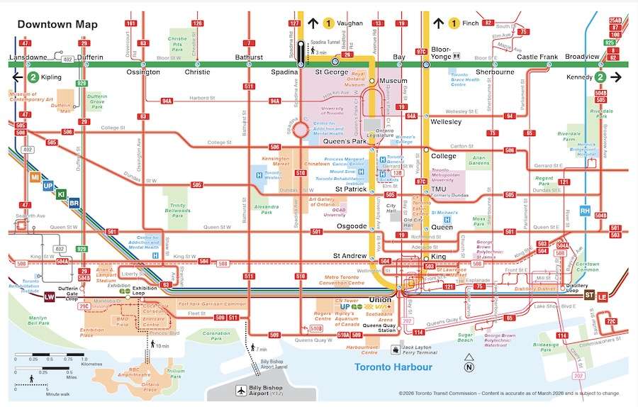 Mapa do transporte público de Toronto